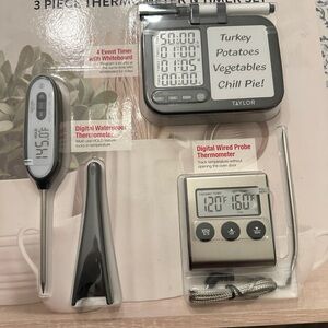 Taylor Silver and Black Thermometer Set